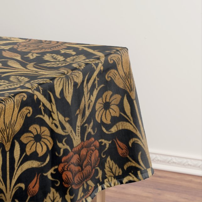 William Morris Vintage Red Rose and Golden Vine  Tablecloth (In Situ)