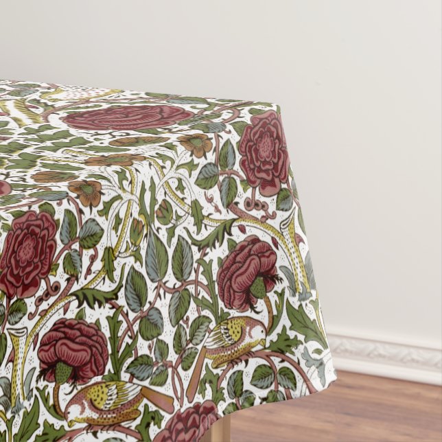 William Morris Vintage Rose & Bird Pattern Tablecloth (In Situ)