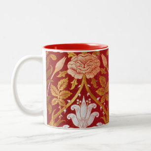 William Morris Vintage Rose & Lily Floral Pattern Two-Tone Coffee Mug