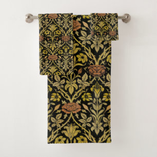 William Morris Vintage Rose & Lily Flower Pattern Bath Towel Set