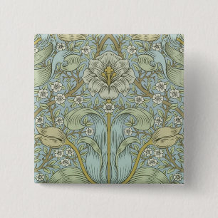 William Morris Vintage Spring thicket Floral Desig 2 Inch Square Button