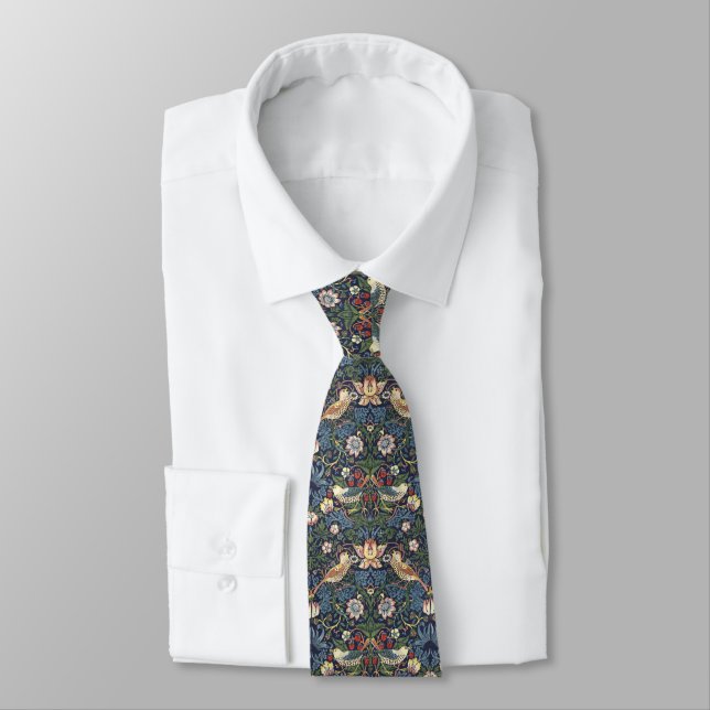 William Morris Vintage Strawberry Thief Pattern Tie (Tied)