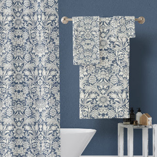 William Morris Vintage tournesol Floral Bleu Blanc