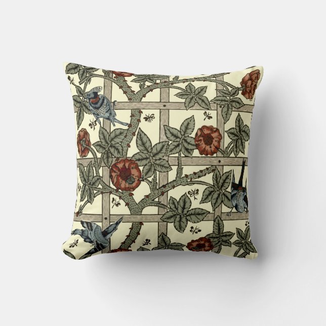 William Morris Vintage “Trellis” Pattern Throw Pillow (Front)
