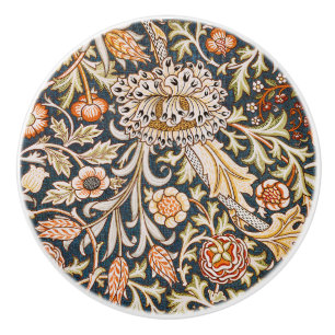 William Morris Vintage Trent Blue Floral Pattern Ceramic Knob