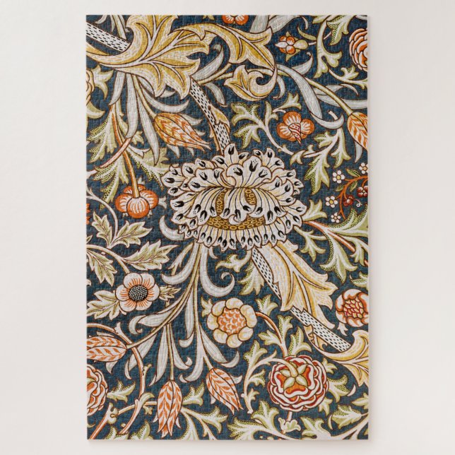 William Morris Vintage Trent Blue Floral Pattern Jigsaw Puzzle (Vertical)