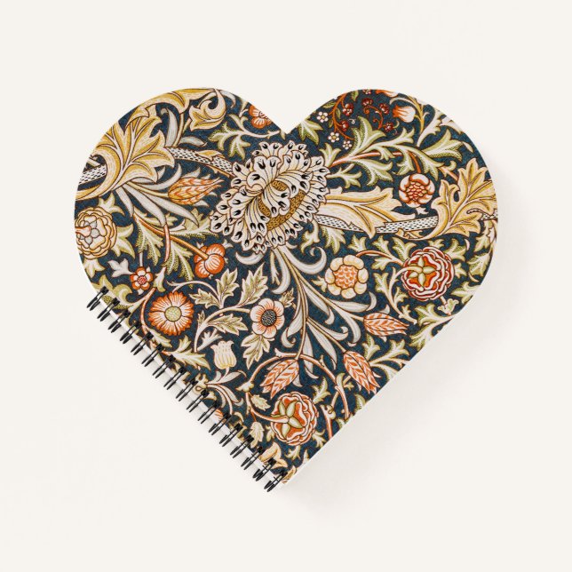 William Morris Vintage Trent Blue Floral Pattern Notebook (Front)