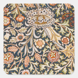 William Morris Vintage Trent Blue Floral Pattern Square Sticker