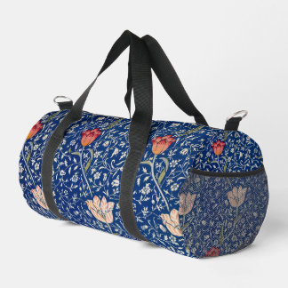 William Morris Vintage Tulip Floral Indigo Pattern Duffle Bag