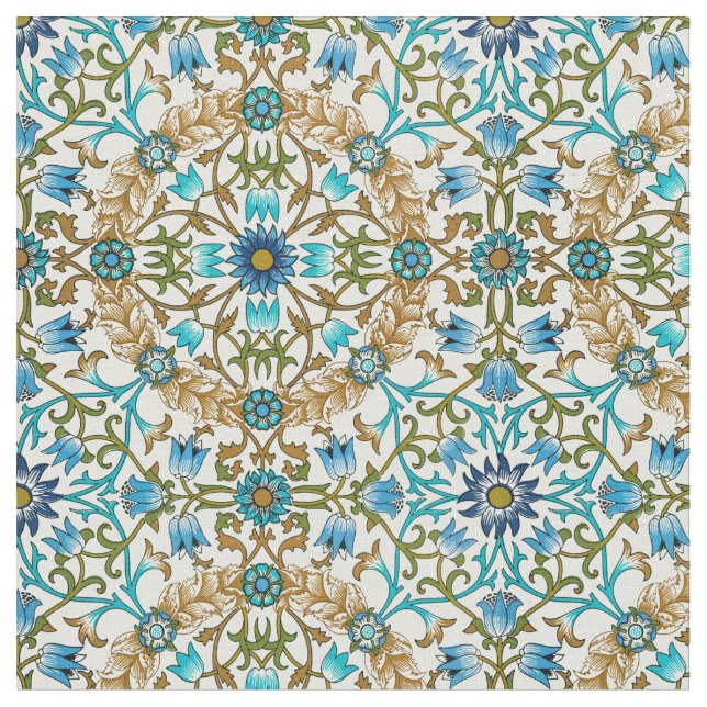 William Morris Vintage Vine Wreath Pattern Fabric (Close Up)