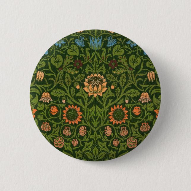 William Morris Violet and Columbine Art Rug 2 Inch Round Button (Front)