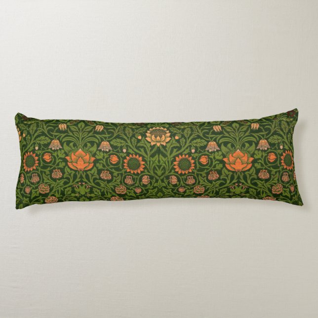 William Morris Violet and Columbine Art Rug Body Pillow (Back)