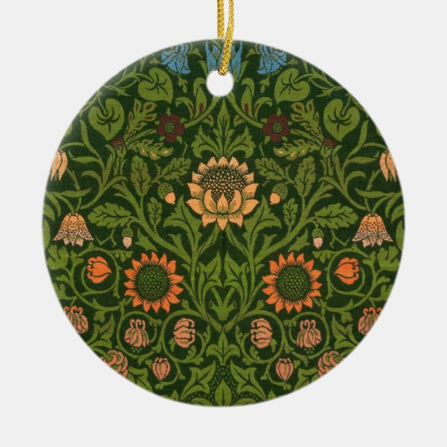 William Morris Violet and Columbine Art Rug Ceramic Ornament (Front)