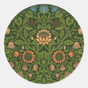 William Morris Violet and Columbine Art Rug Classic Round Sticker