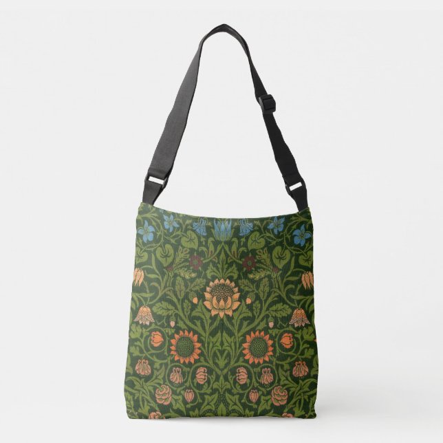 William Morris Violet and Columbine Art Rug Crossbody Bag (Front)