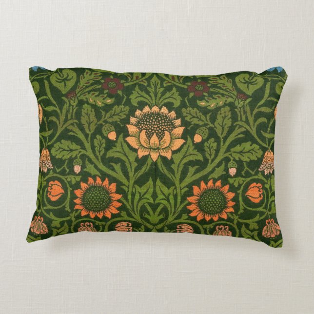 William Morris Violet and Columbine Art Rug Decorative Pillow (Back)