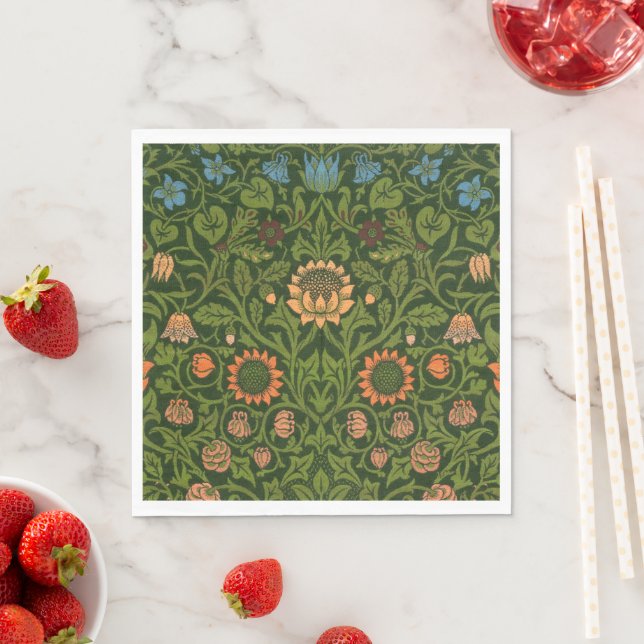 William Morris Violet and Columbine Art Rug Napkin (Insitu)