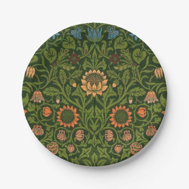 William Morris Violet and Columbine Art Rug Paper Plate (Front)