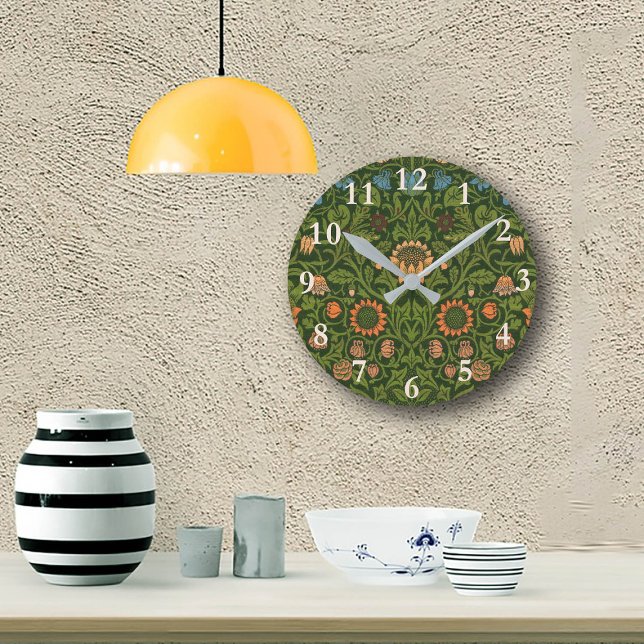 William Morris Violet and Columbine Art Rug Round Clock (Creator Uploaded)