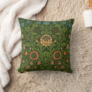 William Morris Violet and Columbine Art Rug Throw Pillow