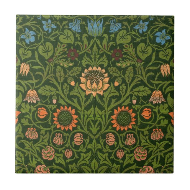 William Morris Violet and Columbine Art Rug Tile (Front)