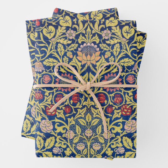 William Morris, Violet and Columbine Wrapping Paper Sheet (In situ)