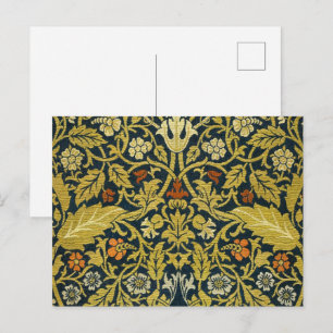 William Morris Violet Columbine Navy Floral Postcard