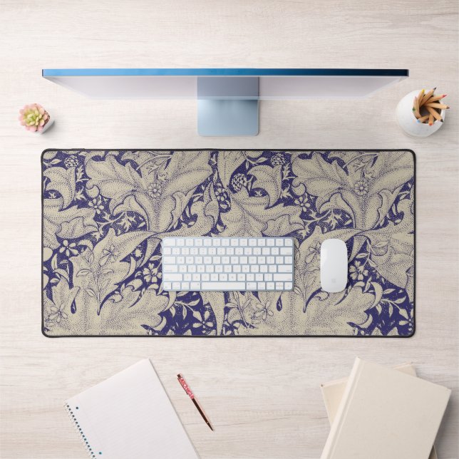 William Morris Wallflower bleu damas floral (Bureau 1)