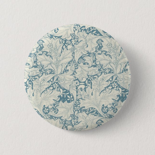 William Morris Wallflower floral blue damask  2 Inch Round Button (Front)