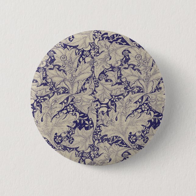William Morris Wallflower floral blue damask  2 Inch Round Button (Front)