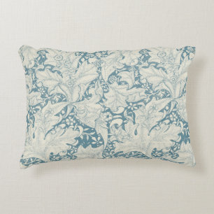 William Morris Wallflower floral blue damask  Accent Pillow