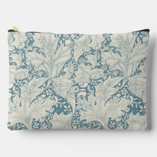 William Morris Wallflower floral blue damask  Accessory Pouch (Front)