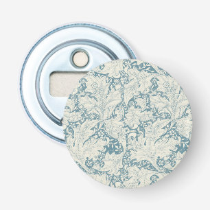 William Morris Wallflower floral blue damask  Bottle Opener