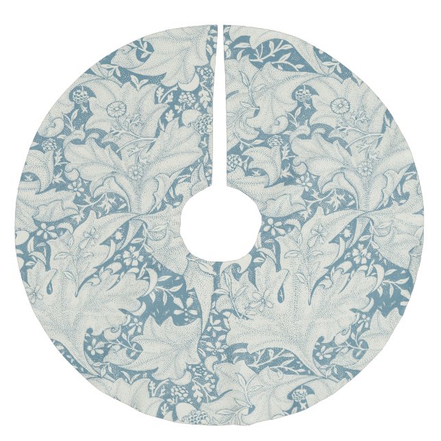 William Morris Wallflower floral blue damask  Brushed Polyester Tree Skirt (Front)