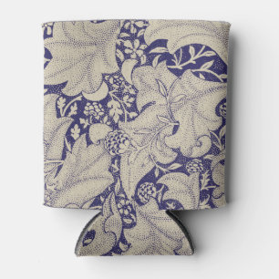 William Morris Wallflower floral blue damask Can Cooler