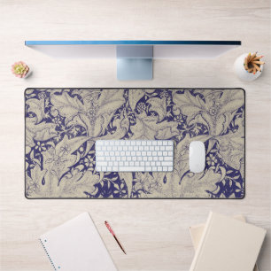 William Morris Wallflower floral blue damask Desk Mat