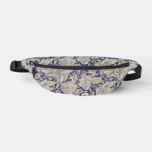 William Morris Wallflower floral blue damask  Fanny Pack