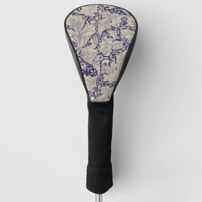 William Morris Wallflower floral blue damask  Golf Head Cover (Front)
