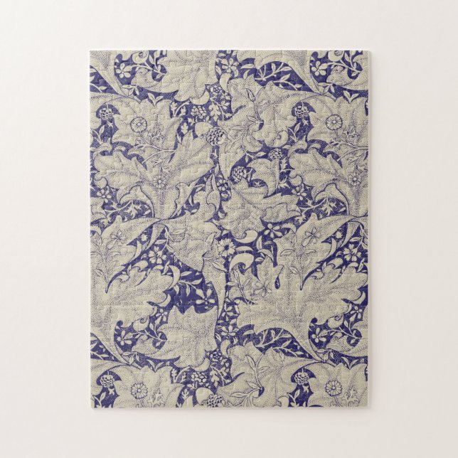 William Morris Wallflower floral blue damask  Jigsaw Puzzle (Vertical)