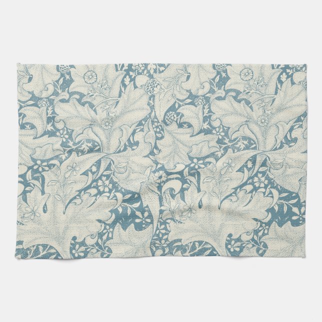 William Morris Wallflower floral blue damask  Kitchen Towel (Horizontal)