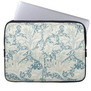 William Morris Wallflower floral blue damask  Laptop Sleeve