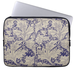 William Morris Wallflower floral blue damask  Laptop Sleeve