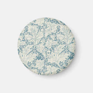 William Morris Wallflower floral blue damask Magnet