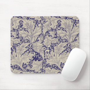 William Morris Wallflower floral blue damask Mouse Pad