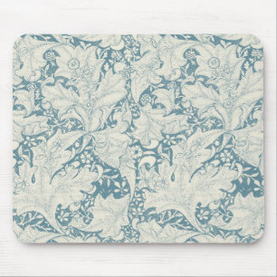 William Morris Wallflower floral blue damask  Mouse Pad