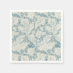 William Morris Wallflower floral blue damask Napkin