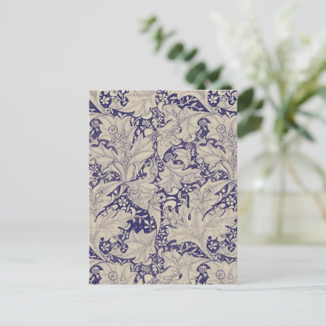William Morris Wallflower floral blue damask  Postcard (Standing Front)