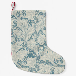 William Morris Wallflower floral blue damask  Small Christmas Stocking