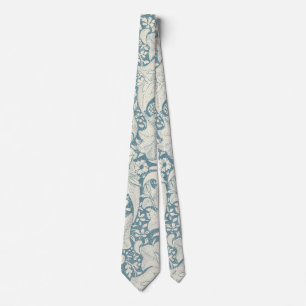 William Morris Wallflower floral blue damask Tie