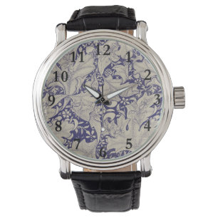 William Morris Wallflower floral blue damask  Watch